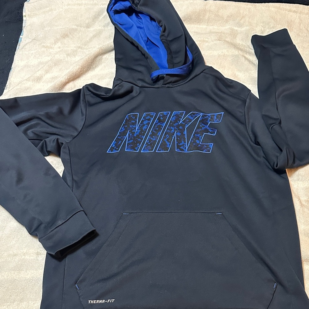 Nike Black Hoodie with Blue Accents